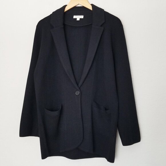J.Crew Cecile Relaxed Sweater-Blazer Cardigan Jacket M Black Wool Blend BF013 - Picture 5 of 16